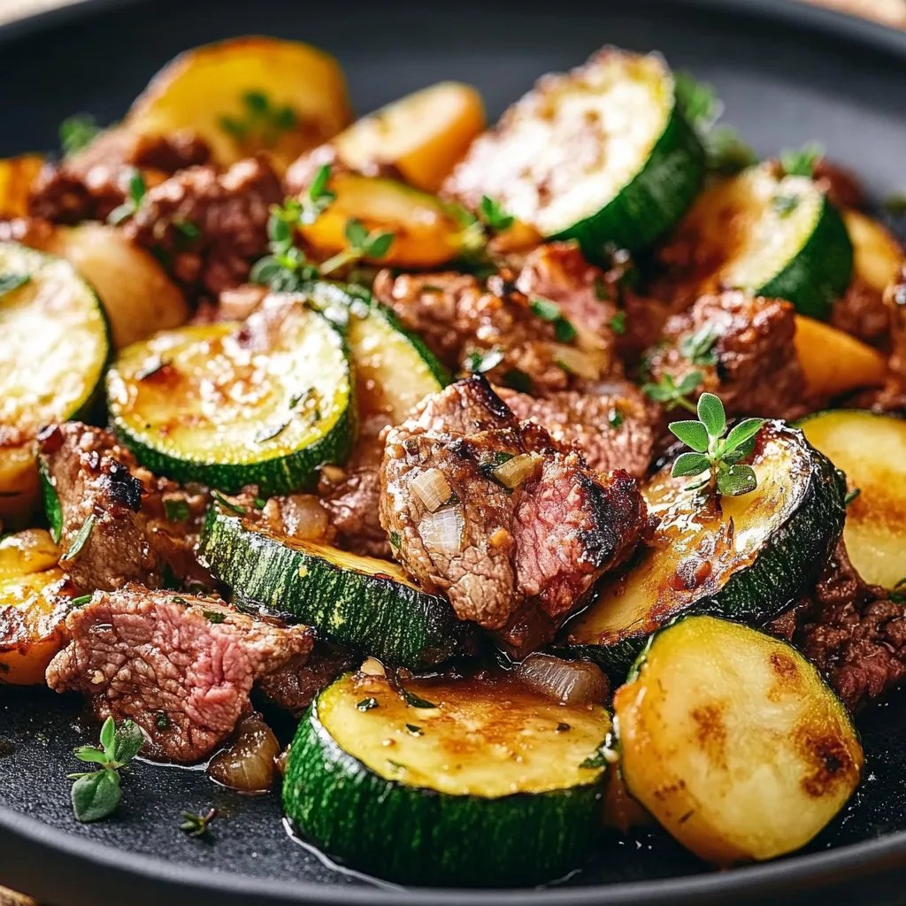 Gesunde Zucchini-Rindfleisch-Pfanne in Minuten