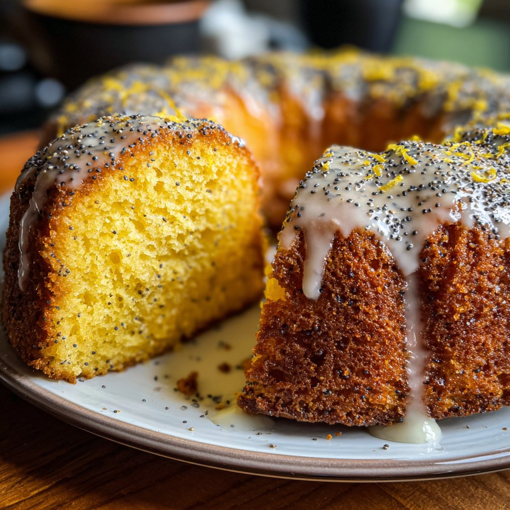Zitronenkuchen mit Mohn