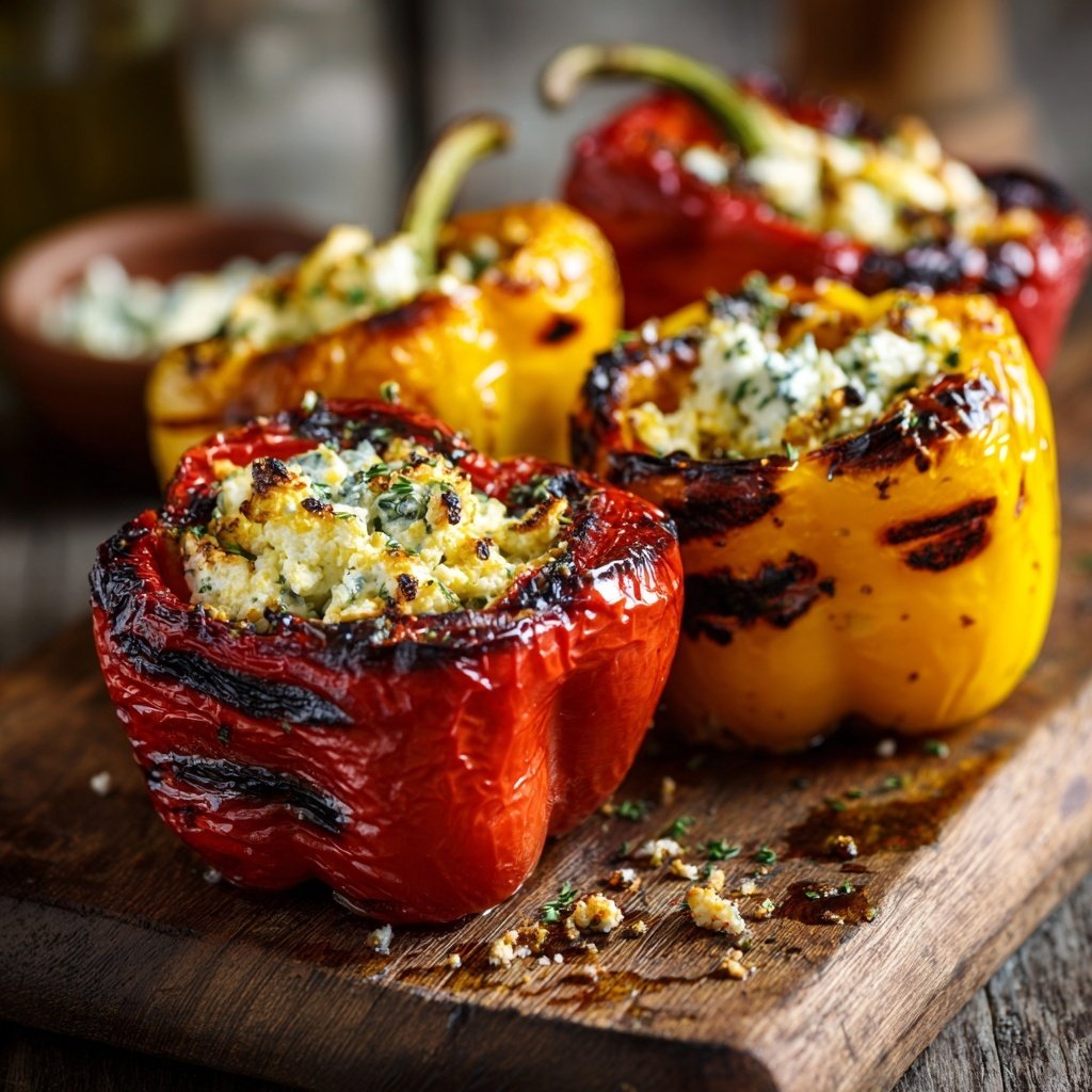 Gegrillte Paprika Mit Feta