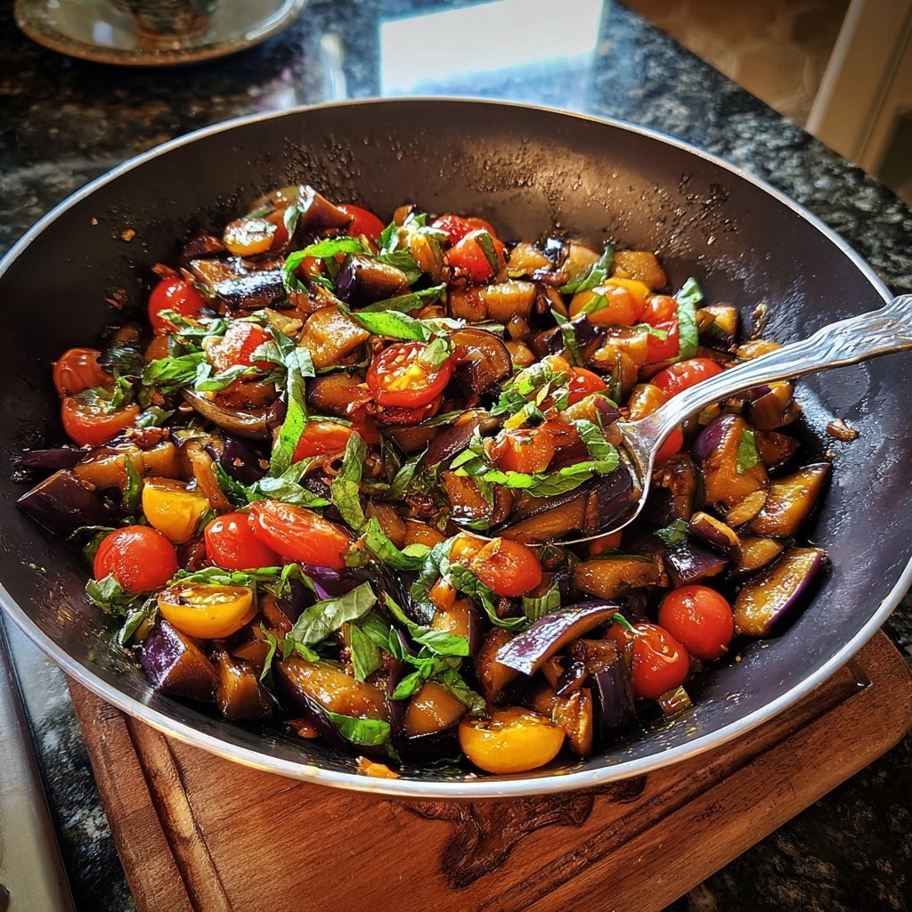 Vegetarische Auberginen Pfanne