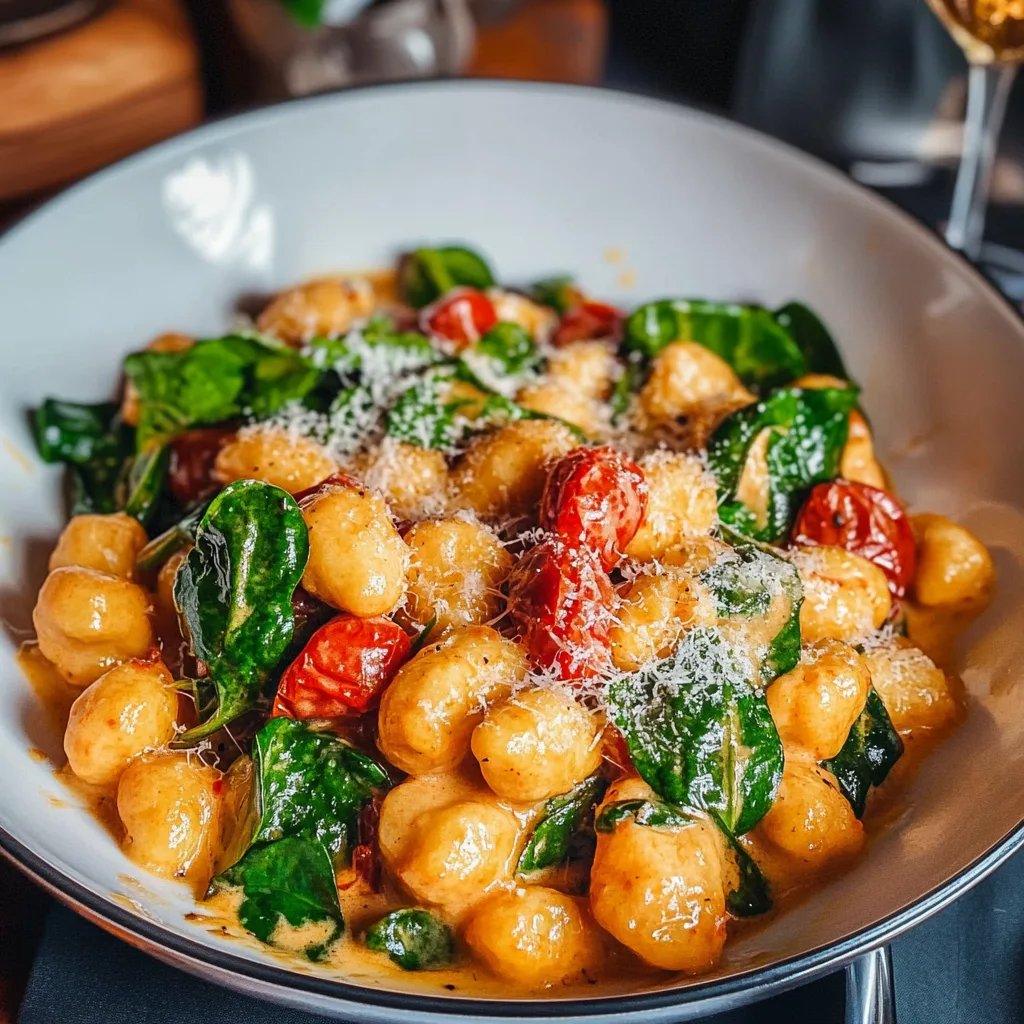 Schnelle Gnocchi-Pfanne mit Tomate & Spinat