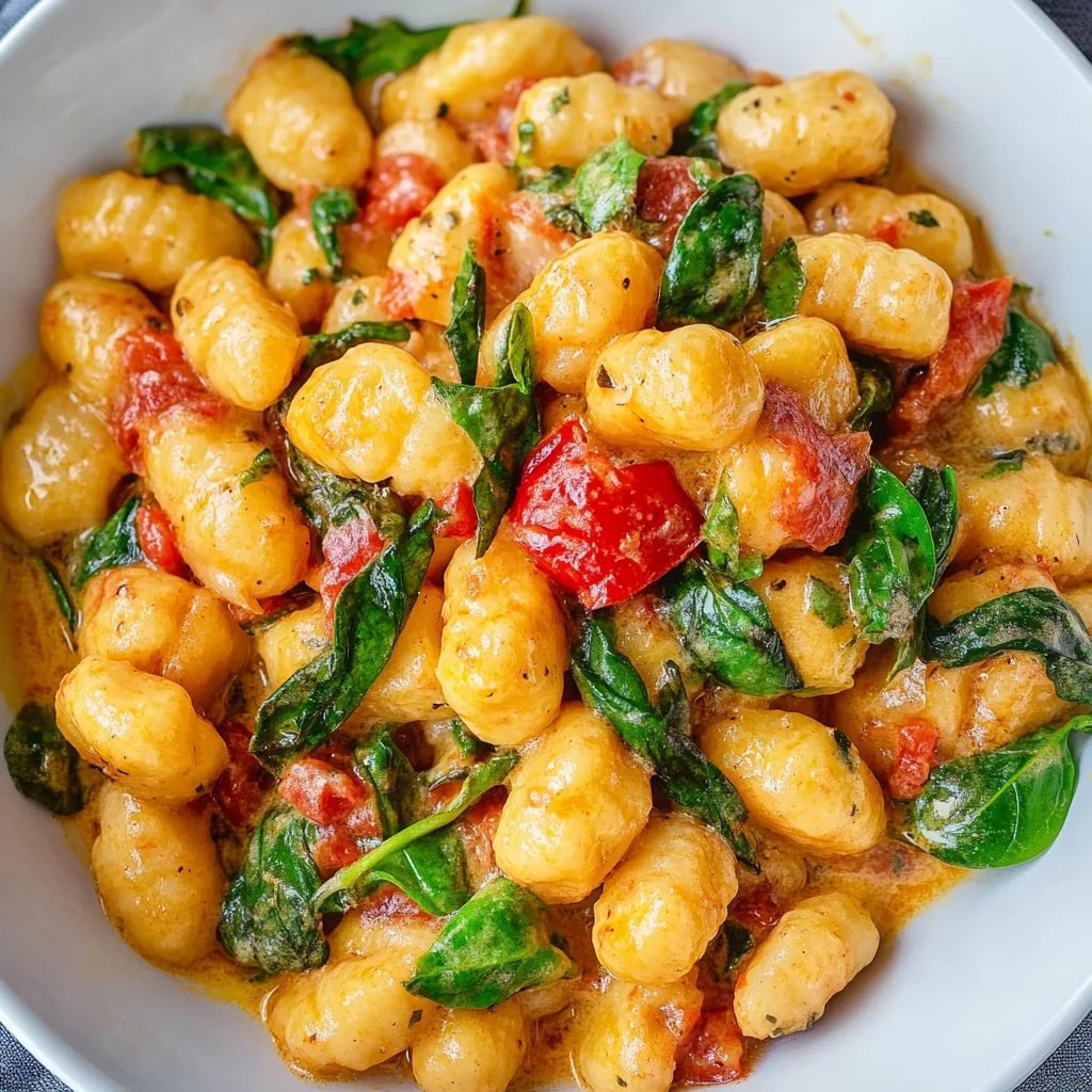 Schnelle Gnocchi-Pfanne mit Tomate & Spinat