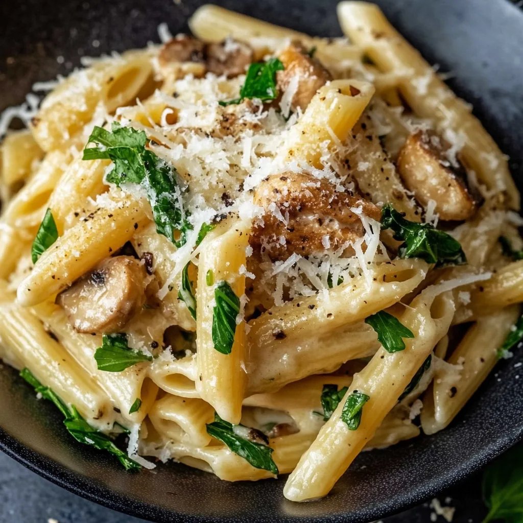 Einfache Knoblauch-Parmesan-Hühnchen-Pasta